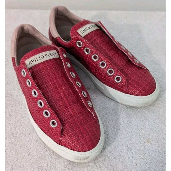 Emilio Pucci Sneakers Red Women's Size 38 US 7 - Picture 1 of 10